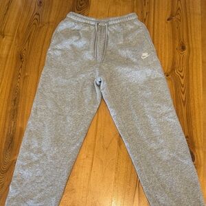 Nike Light Gray Kids Fleece Joggers with White Logo